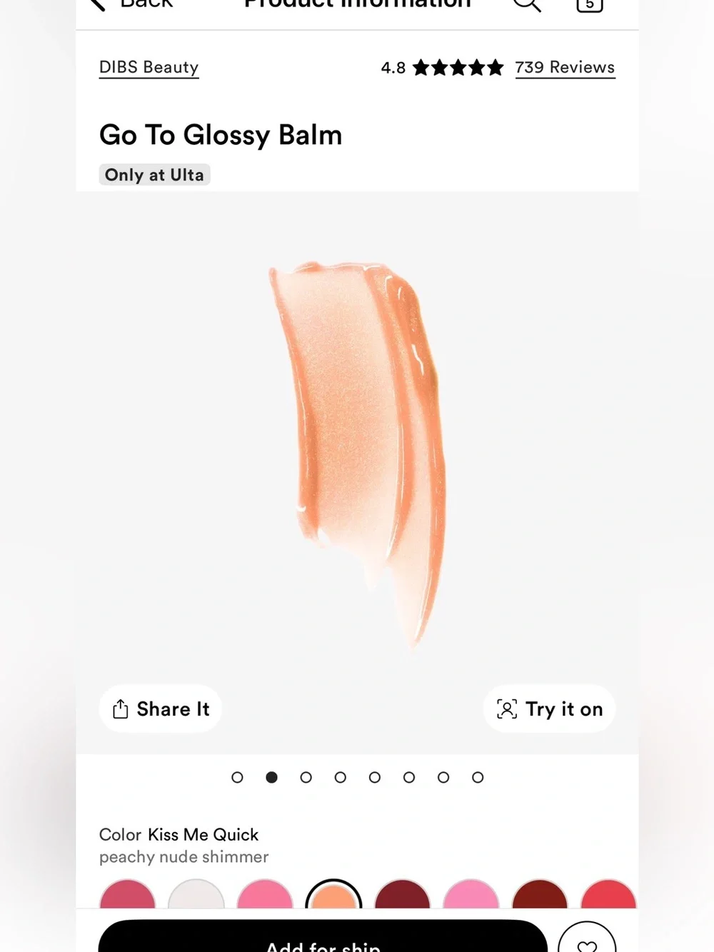 DIBS. Glossy Balm Lip Gloss in KISS me Quick- NEW